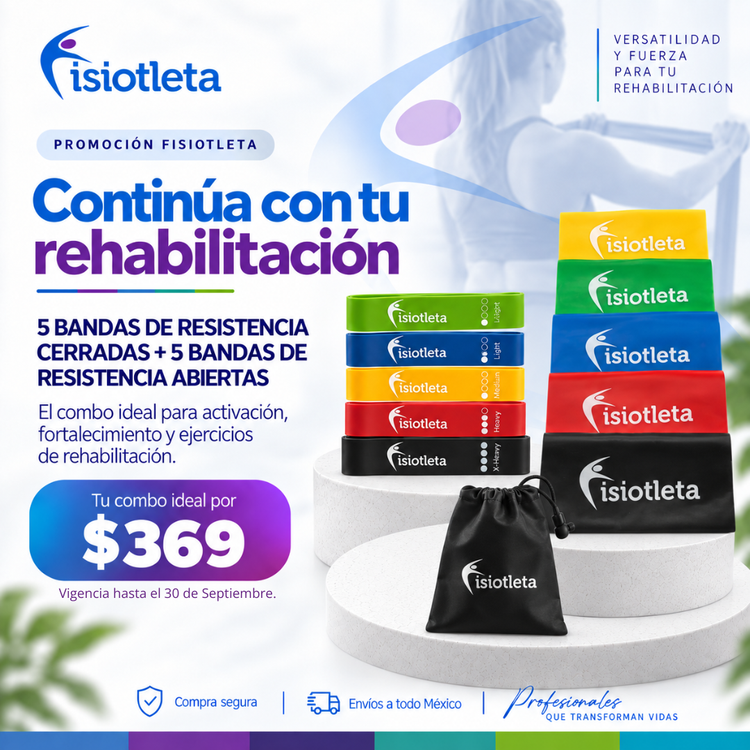Set 5 Bandas de Resistencia Cerradas + 5 Bandas Elásticas Abiertas | Ejercicio, Fortalecimiento, Rehabilitación y Fisioterapia