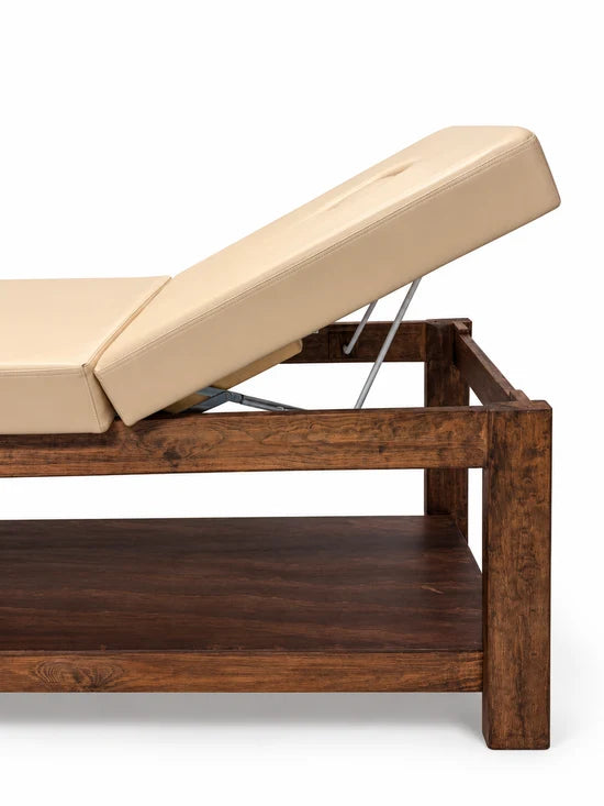 Cama para Terapia de Madera con Respaldo Reclinable, 2 Entrepaños y Orificio Facial mesa camilla fisioterapia | 190 x 61 x 80 cm