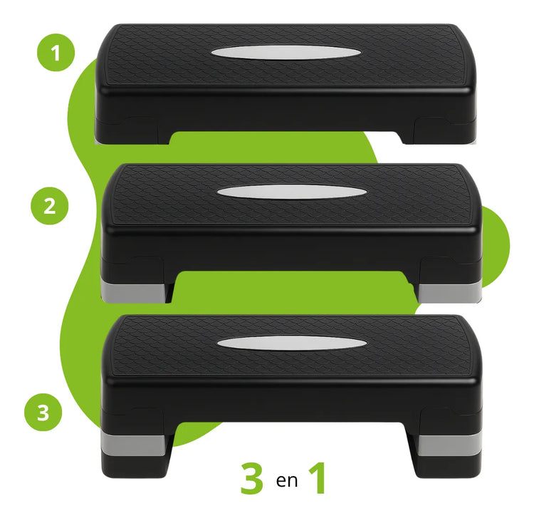 Banco Step Fisiotleta Ejercicio Fitness Ajustable 3 Niveles
