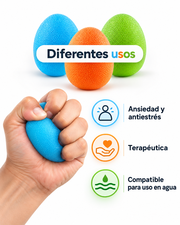 Kit Fortalecedor de Mano 9 Piezas 3 Donas + 3 Huevos + 3 Ejercitadores