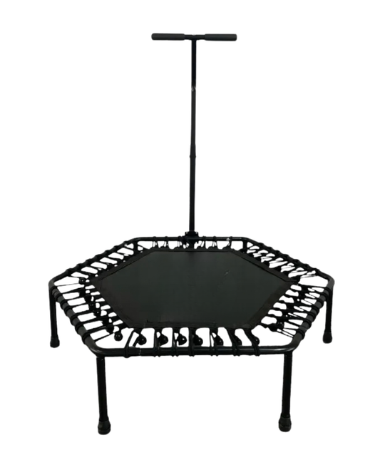 Trampolín de Ejercicio Aeróbico Hexagonal Negro con Barra Fitness Jumping