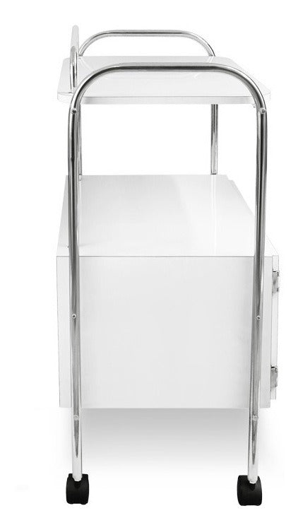 Mesa Auxiliar con Ruedas para Aparatologia 2 entrepaños con puertas protección anticaidas