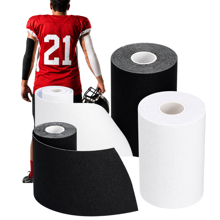 Cinta Turf Deportiva Extra Ancha para Fútbol Vendaje Impermeable Ultra Adhesivo para Brazo y Tobillo Protección en Césped Blanco y Negro