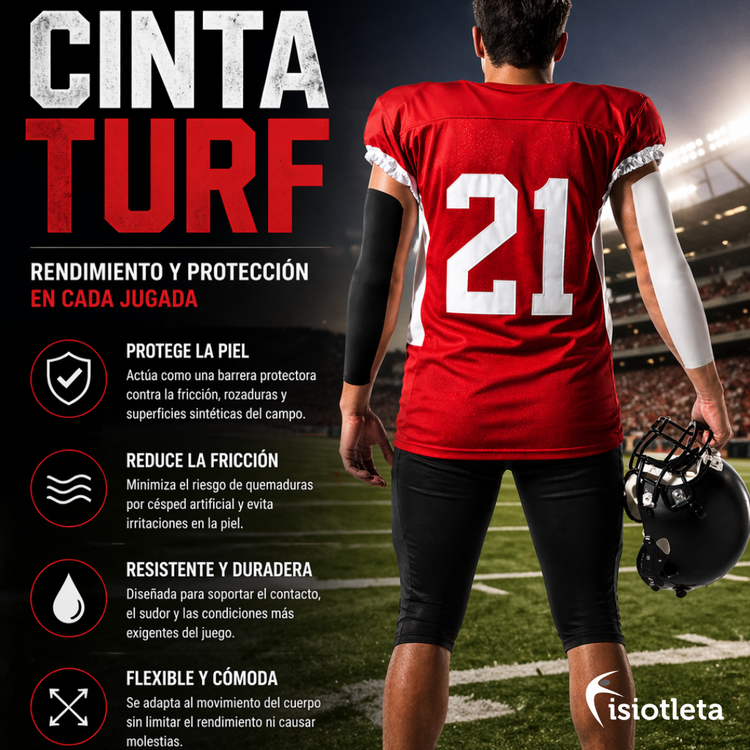 Cinta Turf Deportiva Extra Ancha para Fútbol Vendaje Impermeable Ultra Adhesivo para Brazo y Tobillo Protección en Césped Blanco y Negro