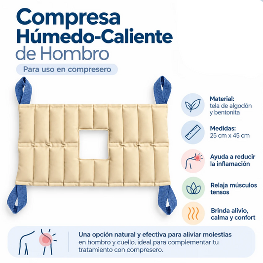Compresa Húmedo Caliente para Hombro  25 cm x 45 cm de Bentonita para Compresero