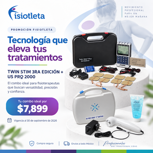 Twin Stim Plus 3ra Edición + US Pro 2000 2nd Edition | Combo Electroterapia 4 Canales TENS EMS Interferencial Rusa + Ultrasonido Terapéutico 1 MHz para Fisioterapia