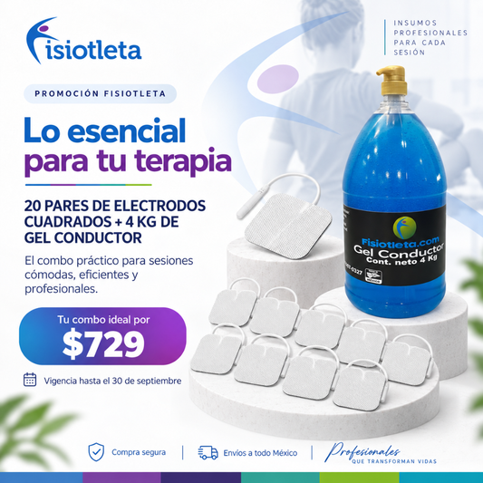 20 Pares de Electrodos Adhesivos Cola de Ratón + Gel Conductor 4 kg | Electrodos para TENS EMS Electroterapia y Fisioterapia