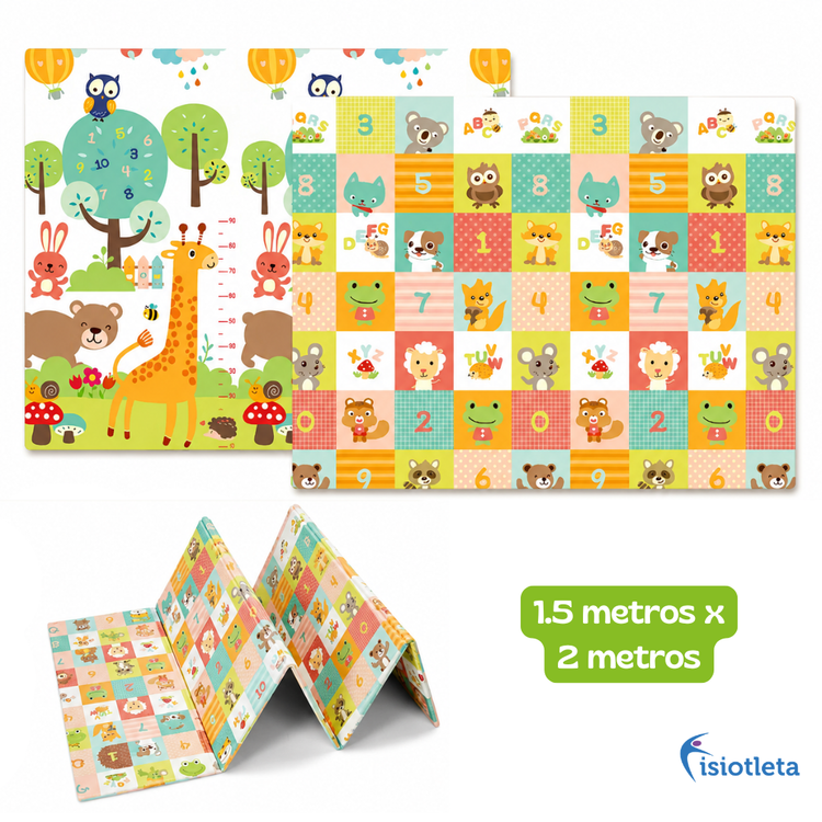Tapete Infantil Plegable Doble Vista 150 × 200 cm con Relieve Interactivo, Acolchado, No Tóxico y Libre de BPA