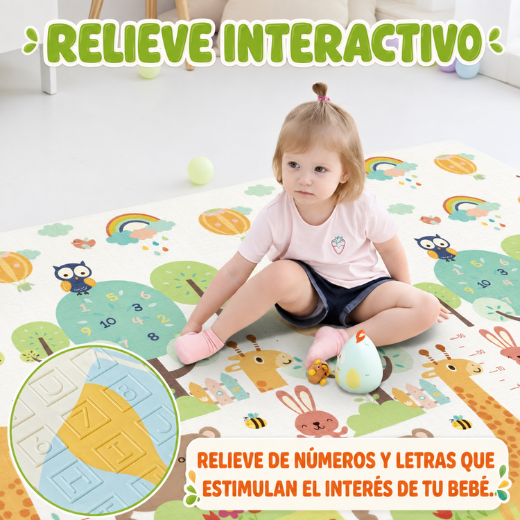 Tapete Infantil Plegable Doble Vista 150 × 200 cm con Relieve Interactivo, Acolchado, No Tóxico y Libre de BPA