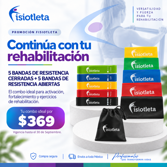 Set 5 Bandas de Resistencia Cerradas + 5 Bandas Elásticas Abiertas | Ejercicio, Fortalecimiento, Rehabilitación y Fisioterapia