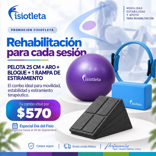 Combo de Rehabilitación: Bloque + Pelota 25 cm + Aro de Pilates + Rampa de Estiramiento | Fisioterapia, Movilidad y Ejercicio
