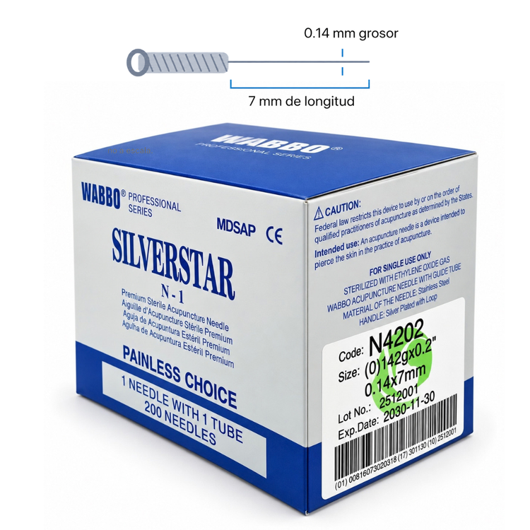 Agujas Silverstar para Acupuntura y Punción Seca Caja con 200 Agujas