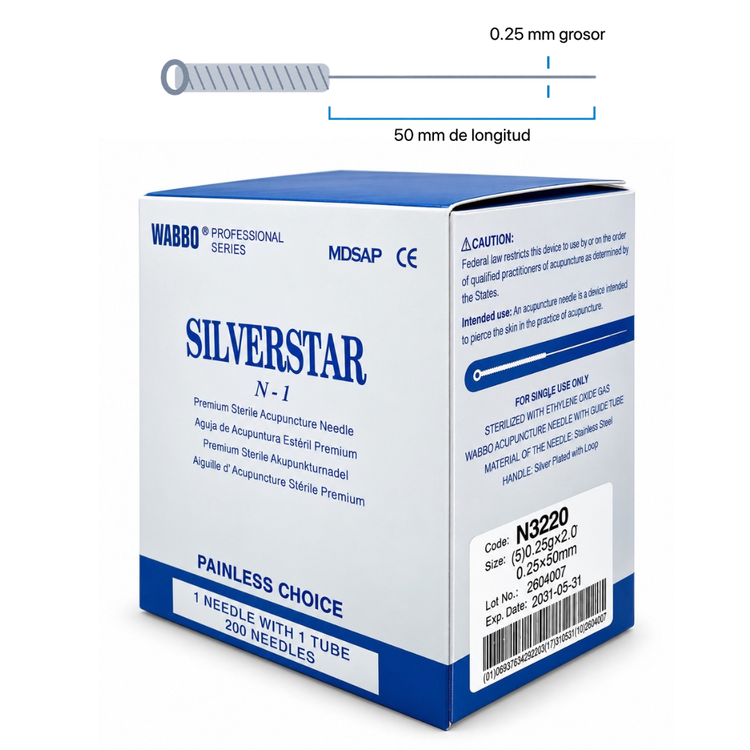 Agujas Silverstar para Acupuntura y Punción Seca Caja con 200 Agujas