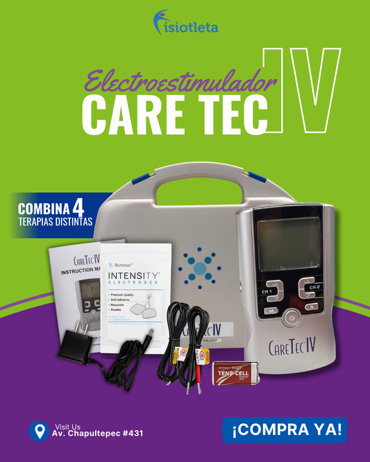 Electroestimulador Profesional CareTec IV 4 en 1 – TENS, EMS, Interferencial y Rusas Fisioterapia y Rehabilitacion
