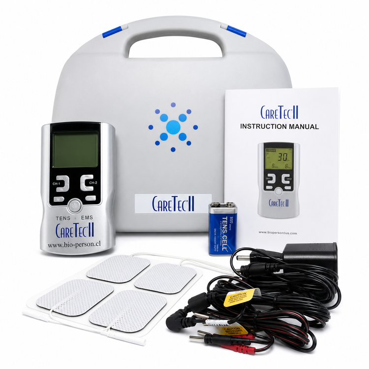 Electroestimulador Care Tec II TENS y EMS Portátil para Fisioterapia, Rehabilitación y Recuperación Muscular