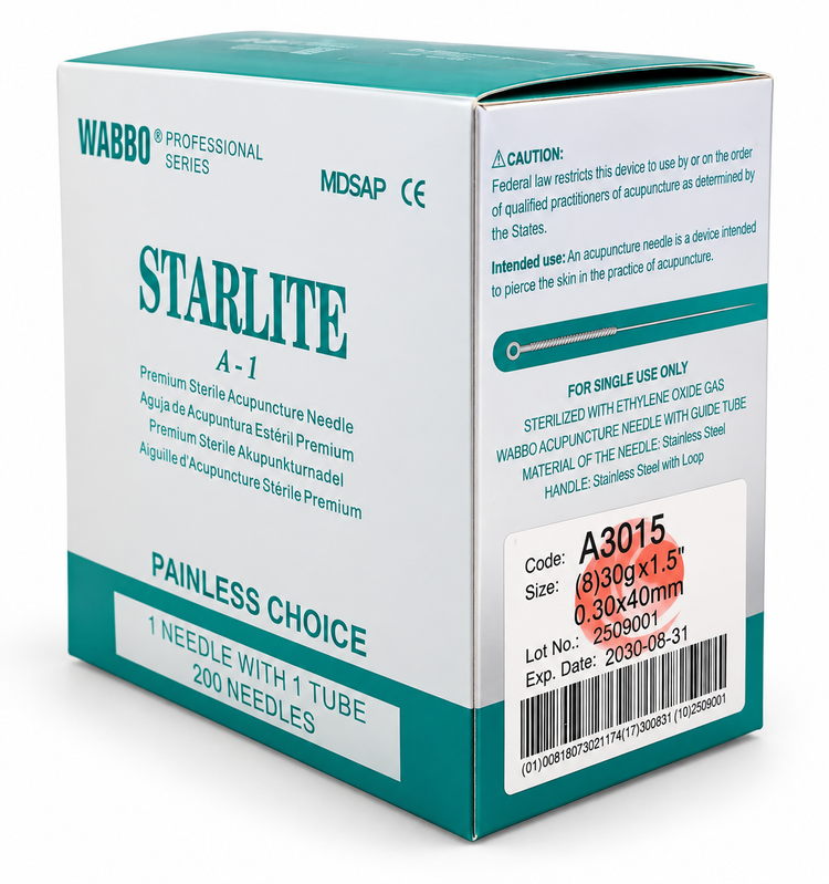 Agujas para Acupuntura WABBO Starlite Profesionales Estériles Diferentes Calibres y Longitudes