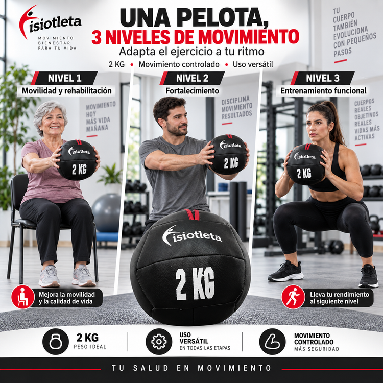 Pelota de Peso Medicinal sin Agarradera Med Ball Fitball para Fisioterapia, Rehabilitación, Ejercicio y Entrenamiento Funcional