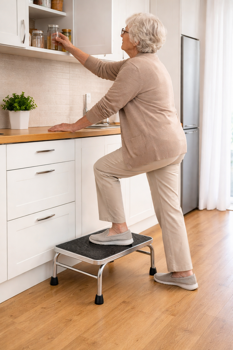 Banquito Escalón Antideslizante para Consultorio y Fisioterapia Plataforma de Apoyo para Subir a Camilla | Base Metálica Resistente