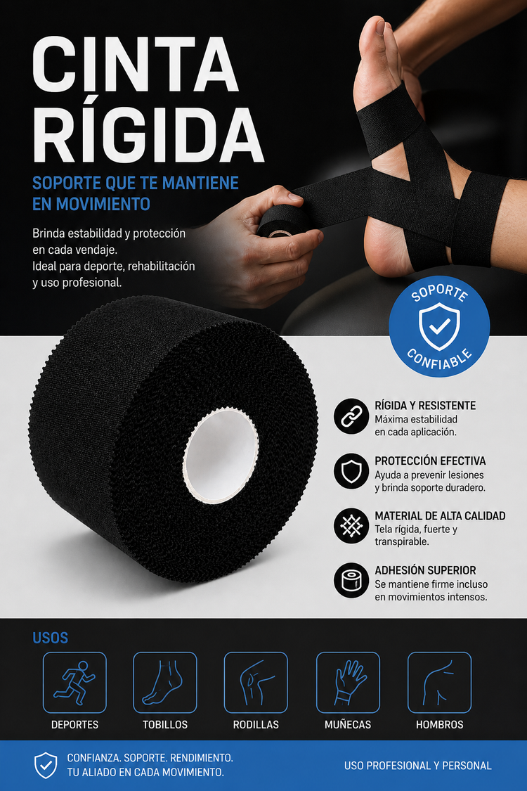 Vendaje Funcional Rigido 5 CM Cinta Adhesiva Deportiva Sport
