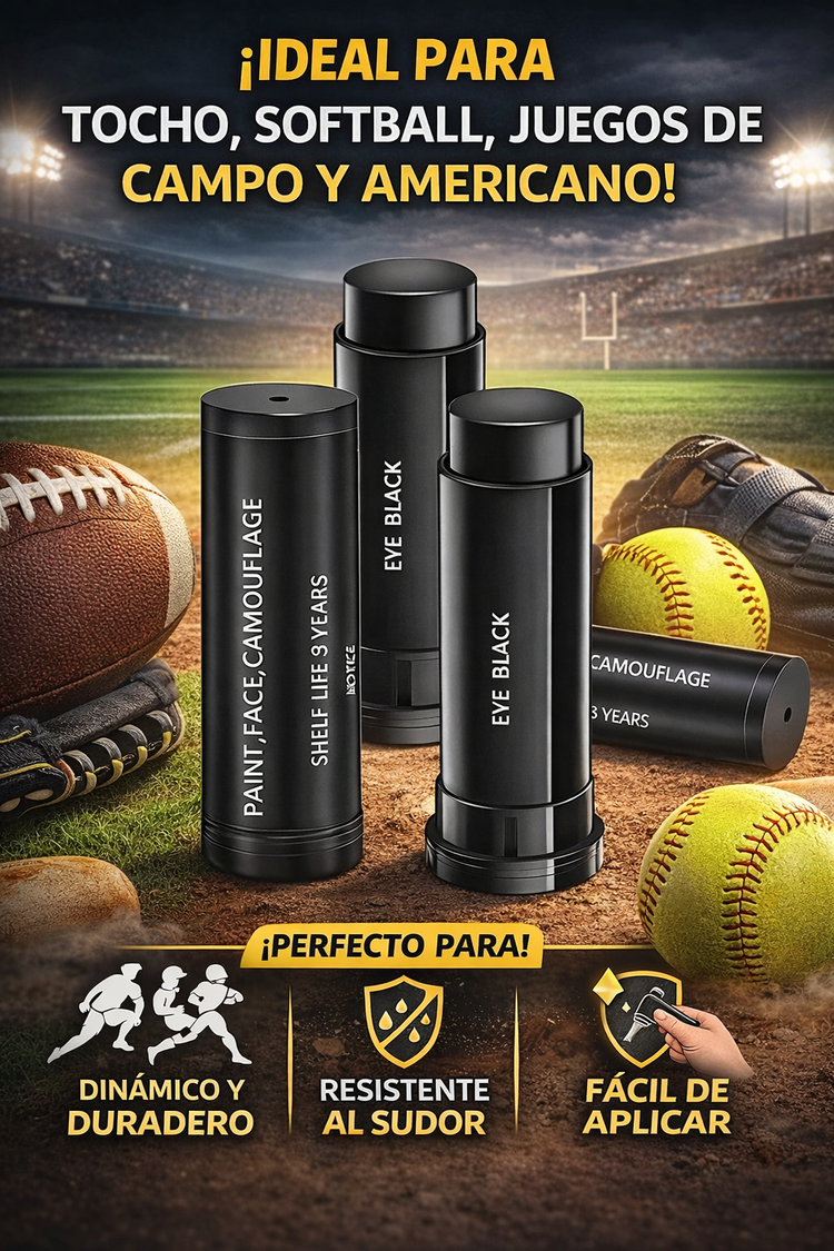 Pintura Eye Black Sombra para Ojos Antisolar para Deportes de Campo Football Americano, besibol, tocho