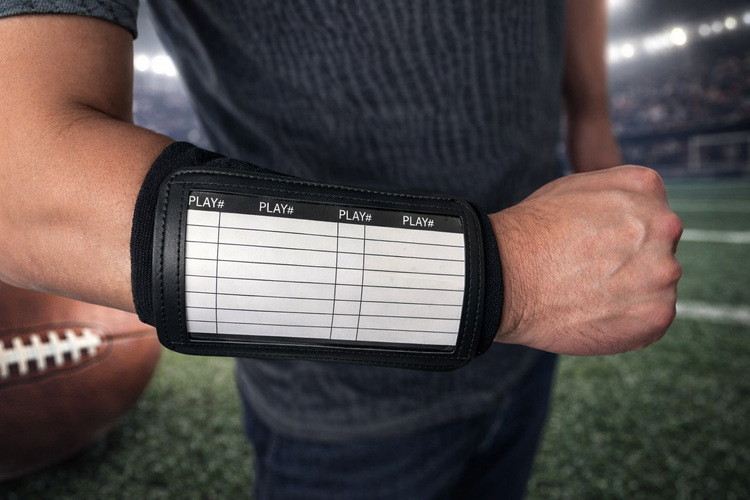 Muñequera de jugadas QB Futbol Americano  Brazalete Mariscal de Campo Playbook