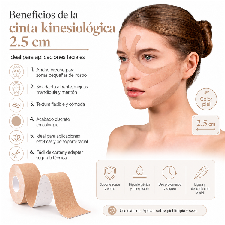 Tape Kinesiológico, Vendaje Neuromuscular, Kinesiotape 2.5 cm