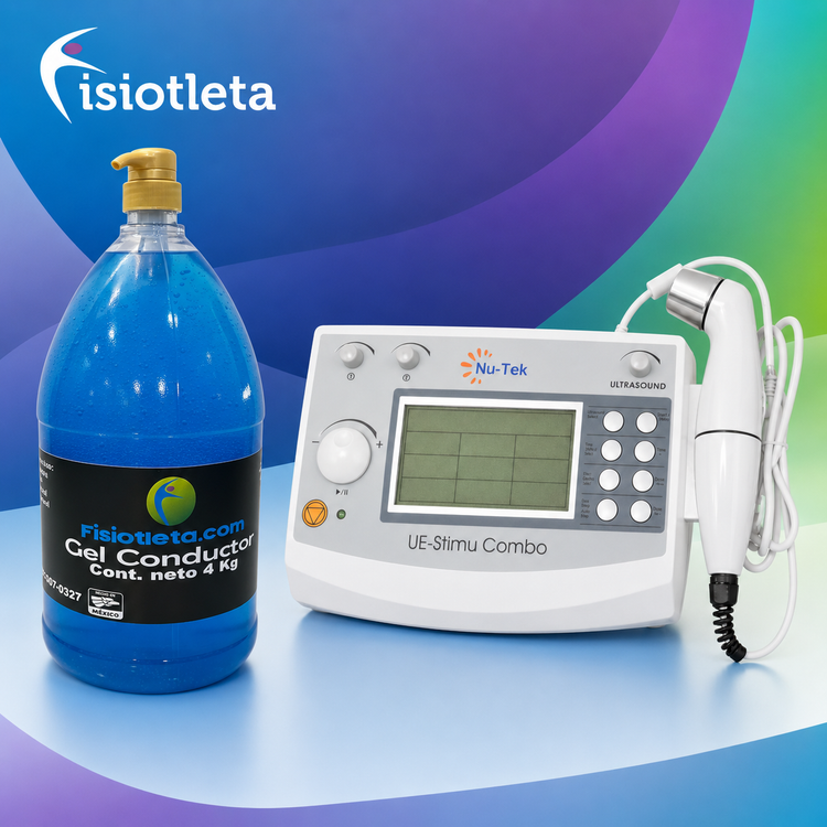 EQUIPO COMBINADO NUTEK DE DOS CANALES DE ELECTROSTIMULACION INDEPENDIENTES + 4 LITROS DE GEL CONDUCTOR DE REGALO