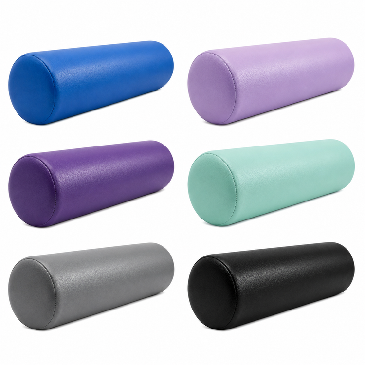 Cilindros de fisioterapia en colores azul lila morado menta y negro