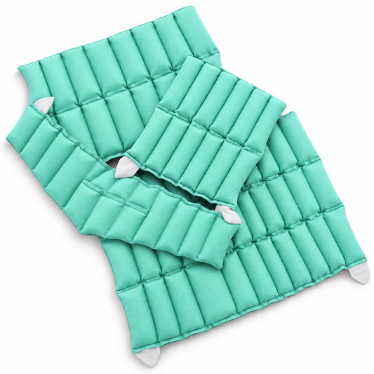 Kit de 4 Compresas de Semillas FISIOTLETA para Espalda, Cervical, Lumbar y Mini Terapia de Calor y Frío