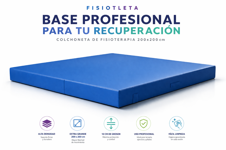 Colchoneta Terapéutica Extra Grande 200x200x10 cm | Rehabilitación Ejercicio Gimnasia | Alta Densidad | Fisiotleta