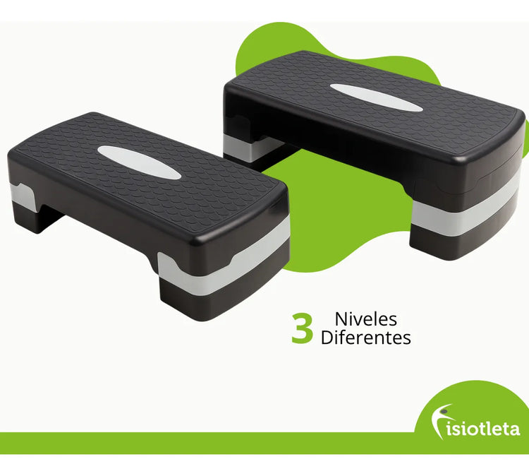 Banco Step Fisiotleta Ejercicio Fitness Ajustable 3 Niveles