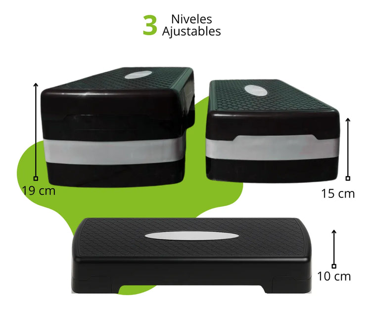 Banco Step Fisiotleta Ejercicio Fitness Ajustable 3 Niveles