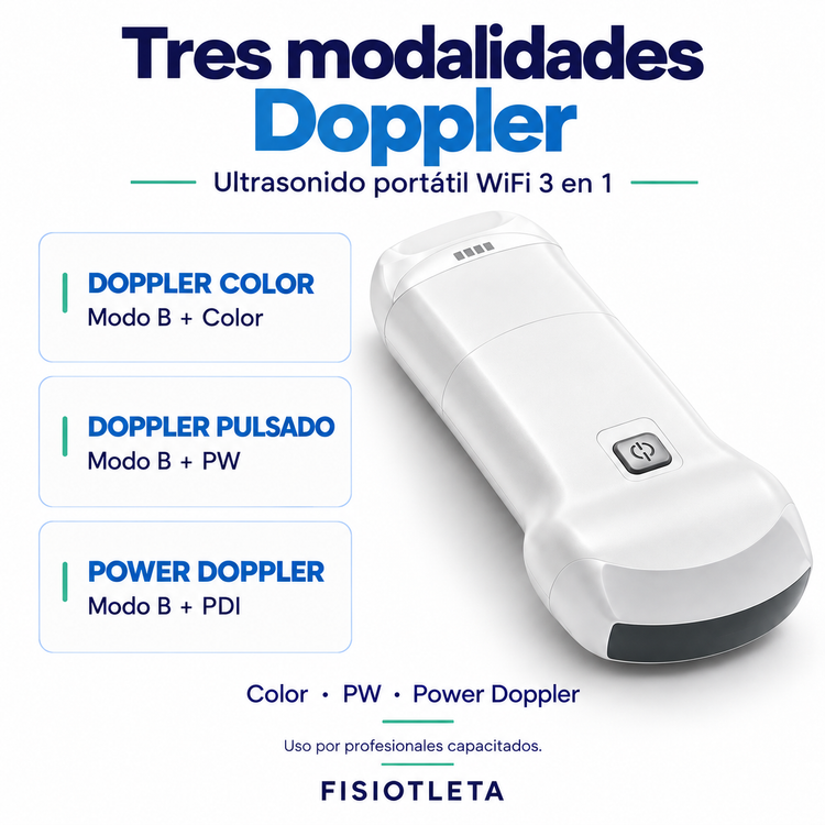 Ultrasonido Portátil WiFi 3 en 1 con Doppler Color | Convexo, Lineal y Sectorial