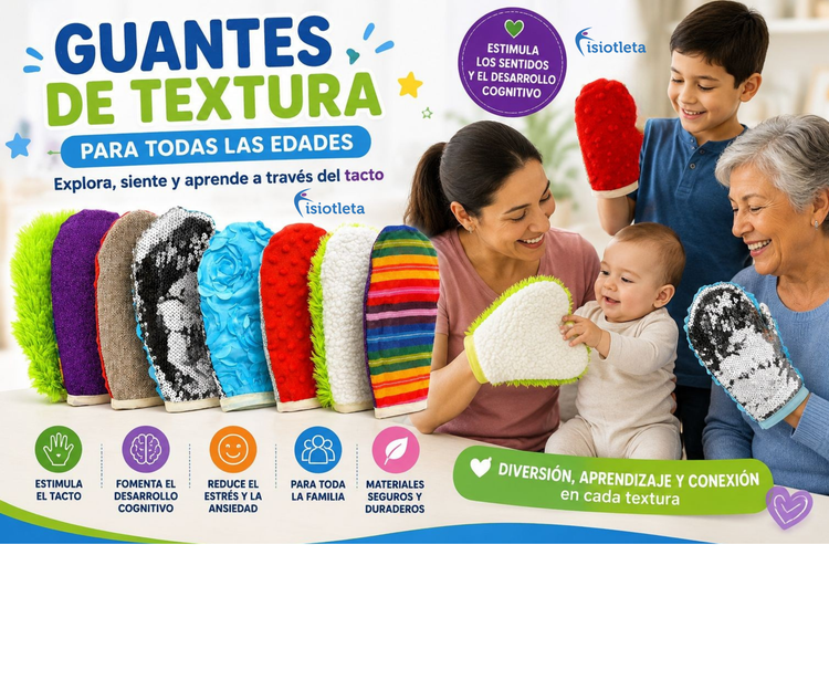 Kit de estimulación Sensorial y Táctil. Guantes Sensoriales diferentes texturas. Niños/Adultos