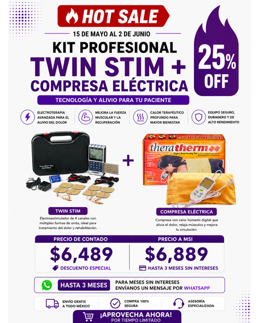 Electroestimulador Twin Stim + Compresa Eléctrica Terapéutica