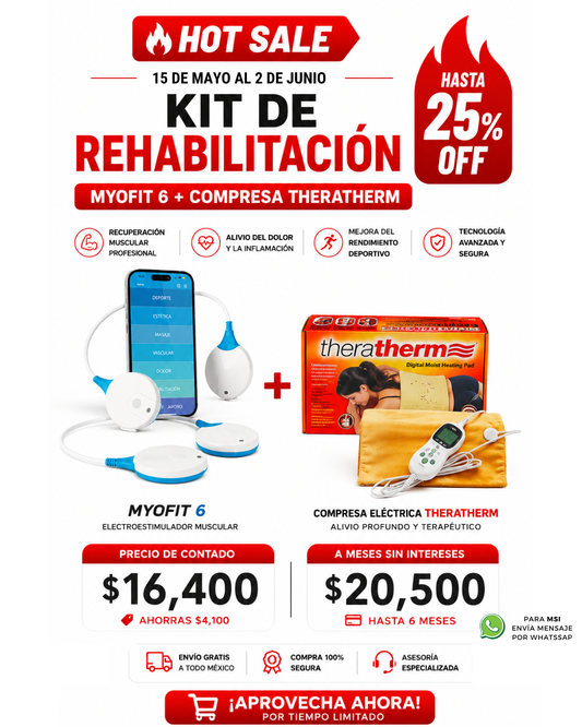 Myofit 6 Electroestimulador + Compresa Eléctrica Theratherm para rehabilitación terapia y deporte