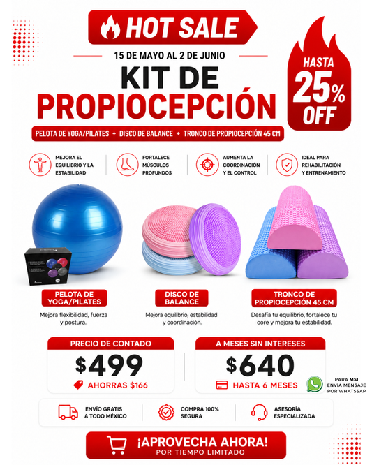 Kit de Propiocepción Fisiotleta Disco de Balance + Pelota Yoga/Pilates + Medio Cilindro tipo tronco de propiocepción 45 cm