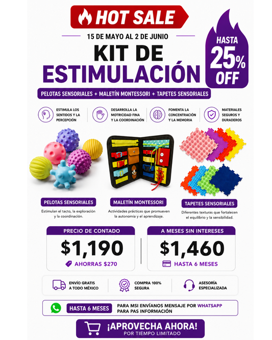 Kit Sensorial Tapete Sensorial + Pelotas Sensoriales + Portafolio Sensorial Combo Sensorial Montessori