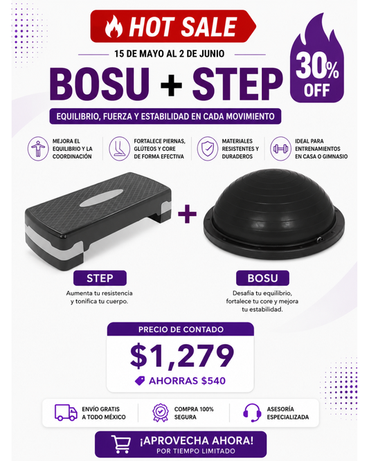 Combo para Rehabilitación y Entrenamiento Bosu + Step HOT SALE