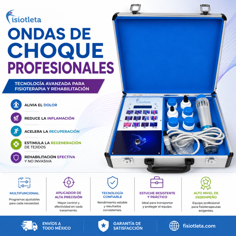 Equipo de ondas de Choque Portátil con Maletín Profesional para Fisioterapia y Rehabilitación