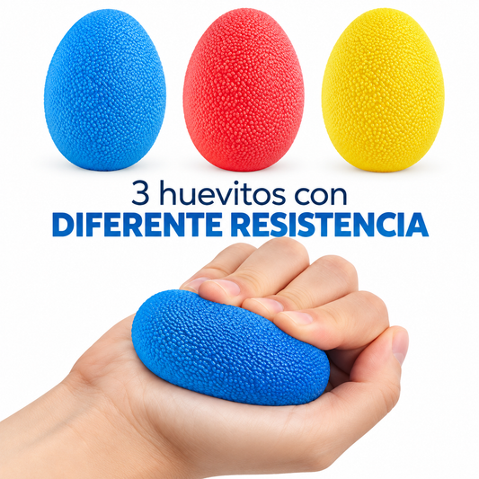 Kit Fortalecedor de Mano 9 Piezas 3 Donas + 3 Huevos + 3 Ejercitadores