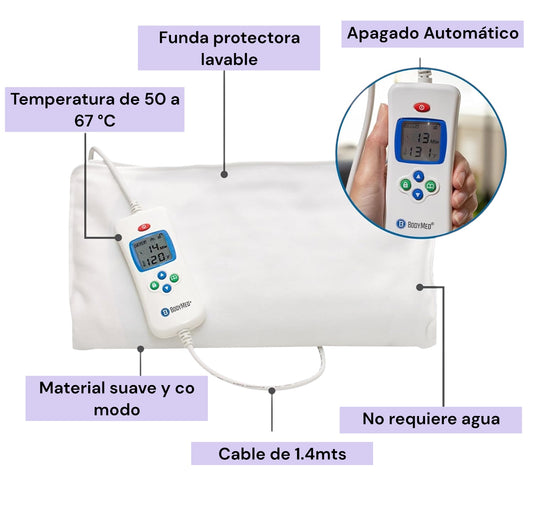 Compresa Electrica Grande Rectangular BodyMed Almohadilla térmica 68cm x 35cm