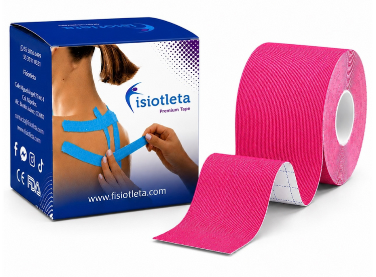 Kit Mes Rosa Fisiotleta Cinturón Mulligan + 5 Kinesiotapes Rosas de Recuperación y Rehabilitación
