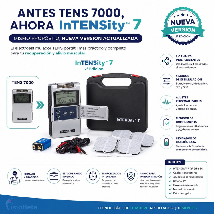 InTENSity™ 7 Electroestimulador TENS Digital de 2 Canales | 2ª Edición Actualizada de TENS 7000