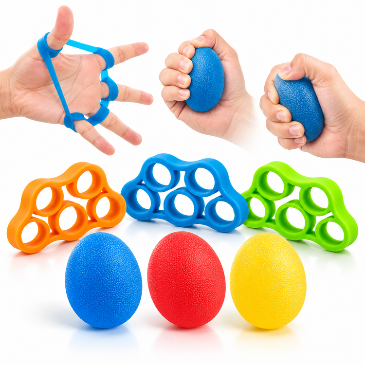 Kit Fortalecedor de Mano 9 Piezas 3 Donas + 3 Huevos + 3 Ejercitadores