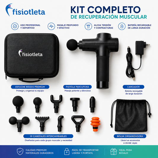 Pistola de Masaje Percutora Profesional Fisiotleta | Recuperación Muscular Profunda