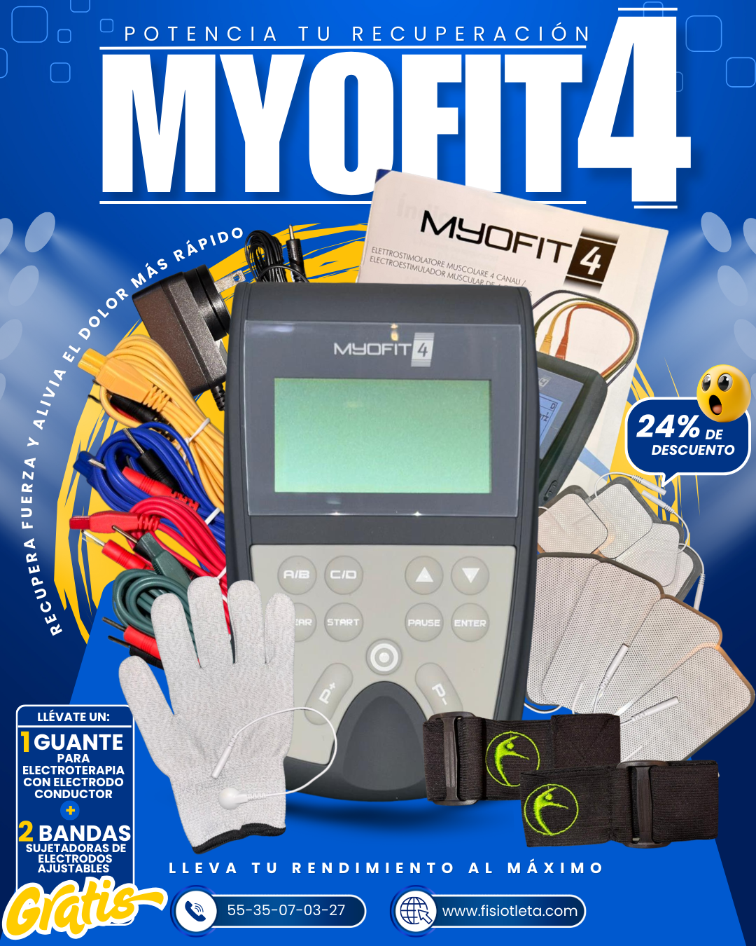 Myofit Myofit 4 Electroestimulador Entrenamiento, Rehabilitación y Terapia ...