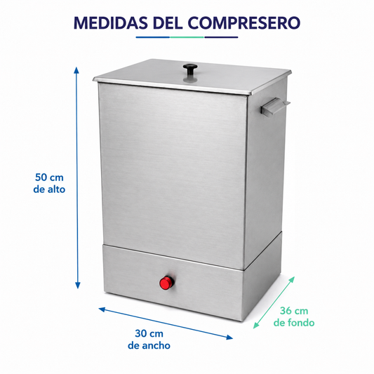 Compresero de Acero Inoxidable para 8 Compresas Calientes Incluidas | Fisioterapia y Rehabilitación Profesional