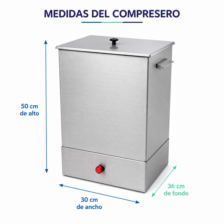 Compresero de Acero Inoxidable para 8 Compresas Calientes Incluidas | Fisioterapia y Rehabilitación Profesional