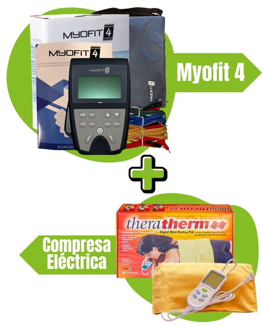 Combo Myofit 4 + Compresa Eléctrica Terapia de Recuperación Muscular y Alivio del Dolor